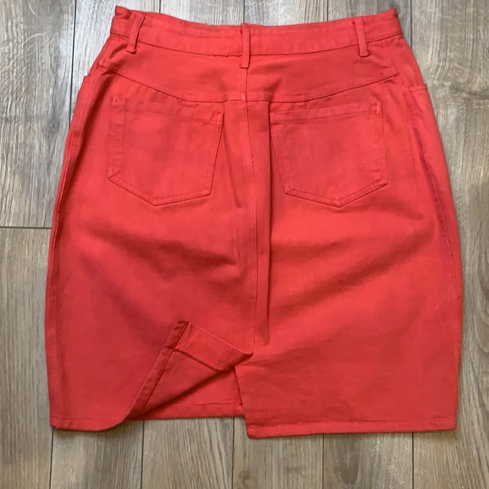 Sudden Impact 5-Pocket Denim Jeans Skirt with Slit Red Vintage 90’s Women’s 14 - Picture 5 of 6